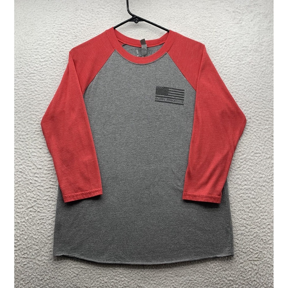 Born Primitive Raglan T-Shirt Mens Small S Home of Free Patriot Military Army